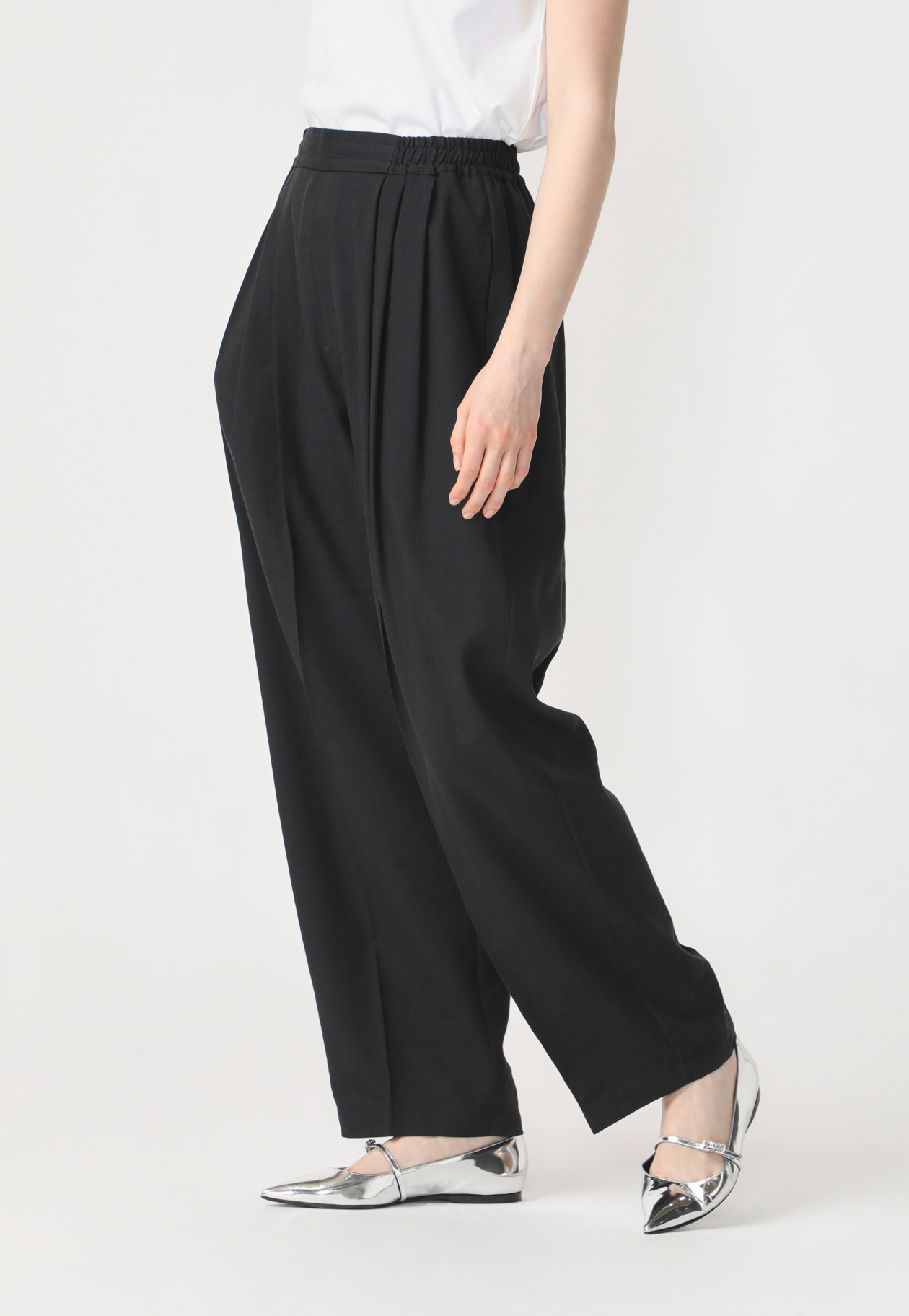 LINEN POLYESTER TWILL PANTS 詳細画像 Black 3