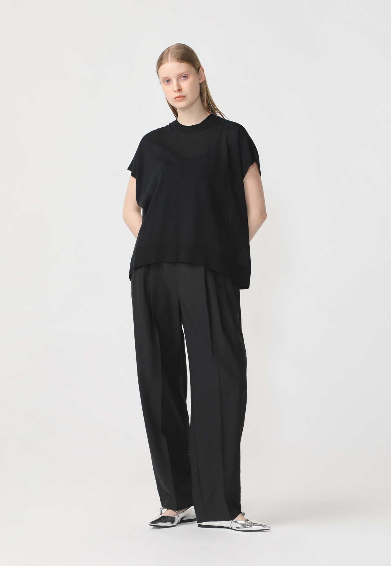 LINEN POLYESTER TWILL PANTS 詳細画像 Black 9