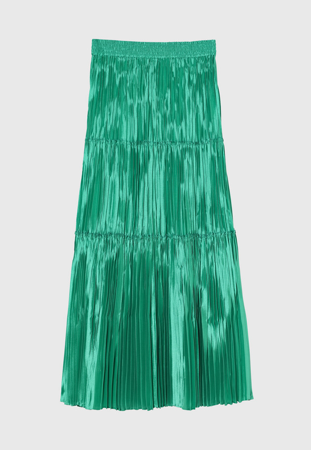 SILK POLYERTER PLEATS SKIRT 詳細画像 Green 1