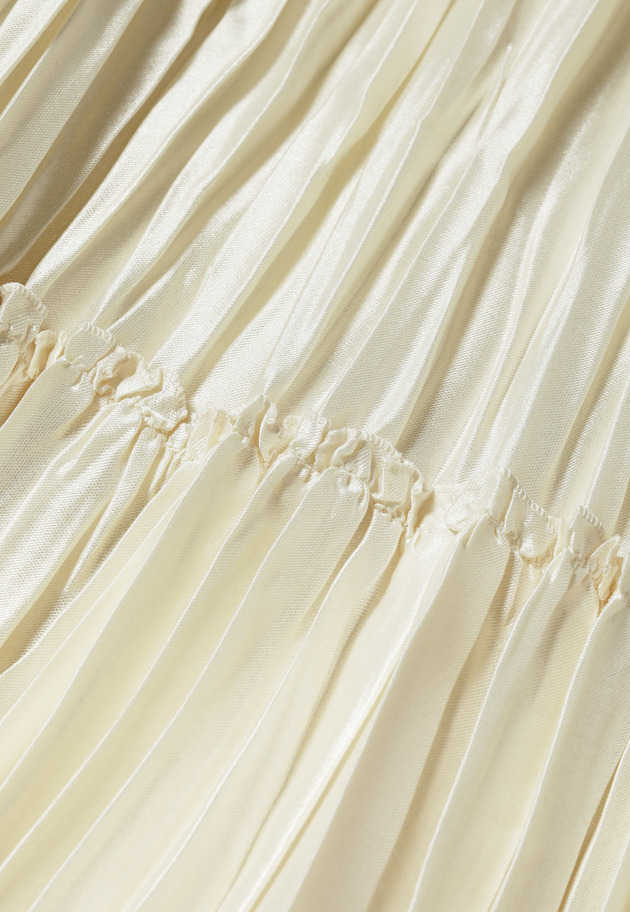 SILK POLYERTER PLEATS SKIRT 詳細画像 Ivory 2