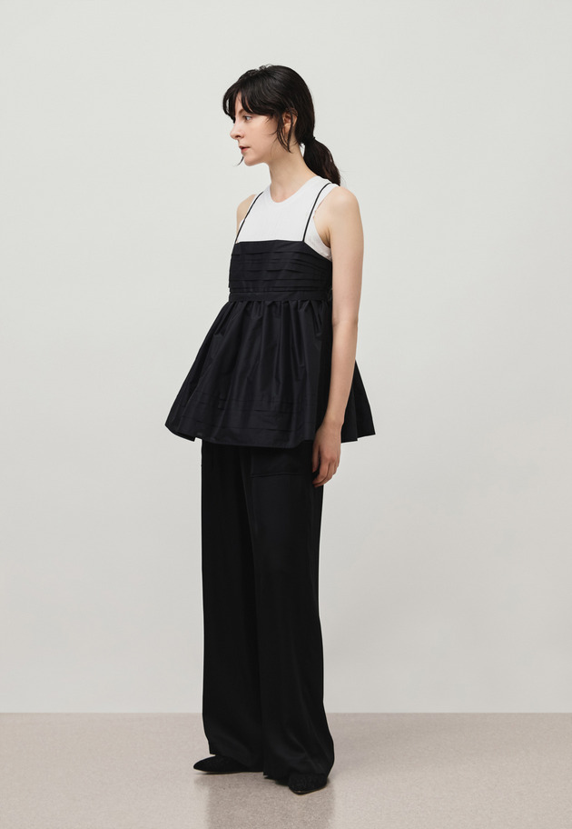 TAFFETA TUCK CAMISOLE BLOUSE / タフタタックキャミソールブラウス 詳細画像 Black 2