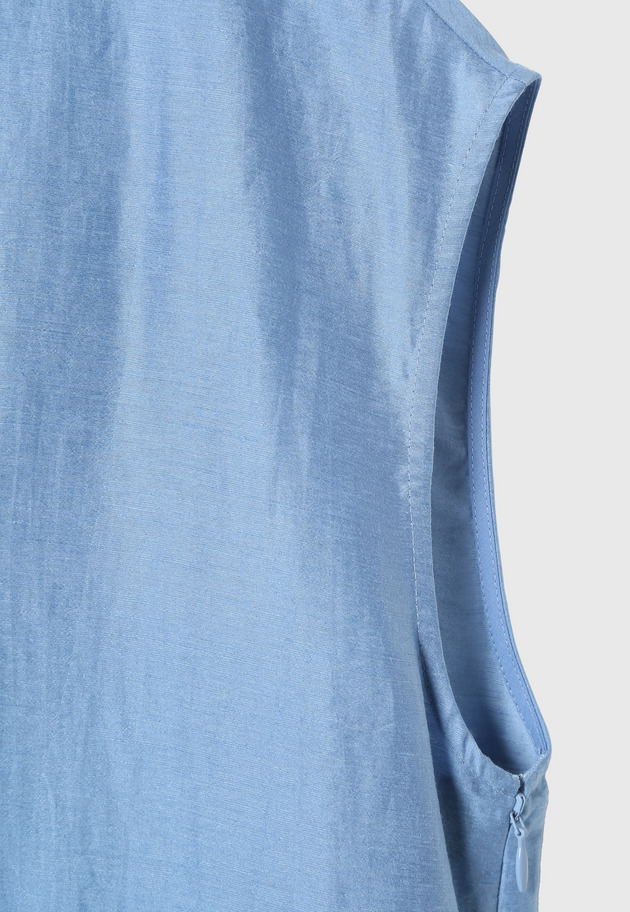WASHABLE LINEN LACE UP DRESS / ウォッシャブルリネンレースアップドレス 詳細画像 Blue 4