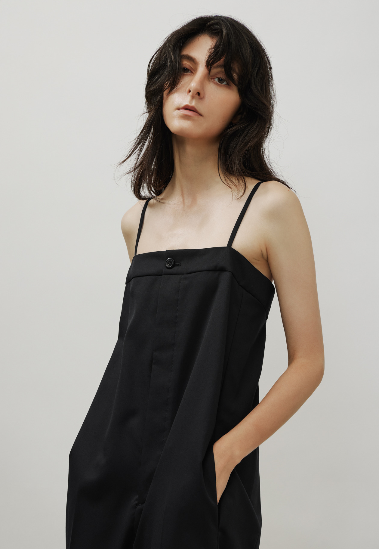 WOOL GABARDINE SALOPETTE / ウールギャバジンサロペット 詳細画像 Black 4