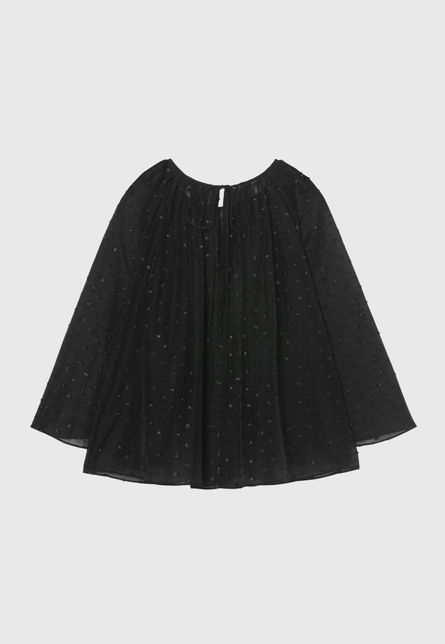 LAME JACQUARD BLOUSE / ラメジャガードブラウス 詳細画像 Black 2