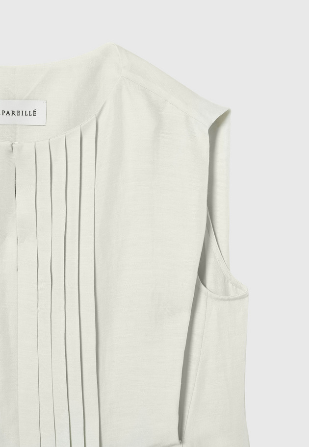TWILL WASHER TUCK NO SLEEVE BLOUSE / ツイルワッシャータックノースリーブブラウス 詳細画像 Beige 10