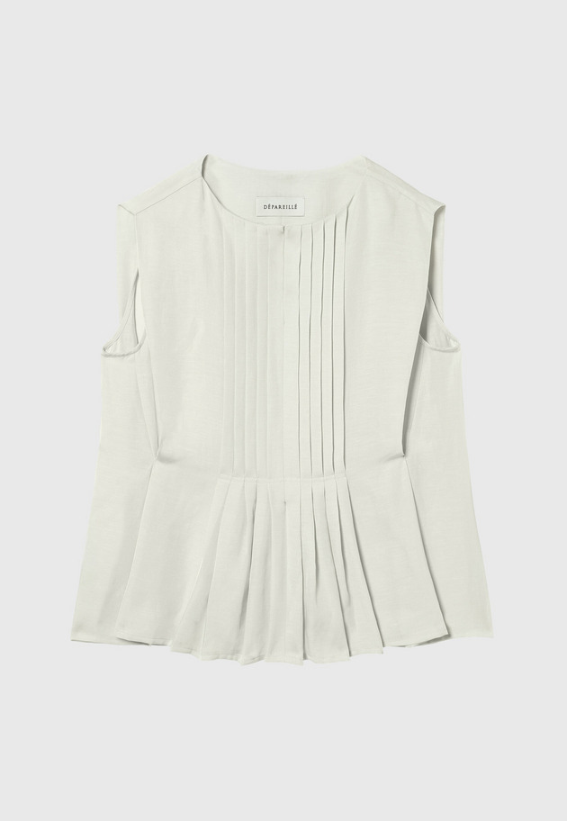 TWILL WASHER TUCK NO SLEEVE BLOUSE / ツイルワッシャータックノースリーブブラウス 詳細画像 Beige 7