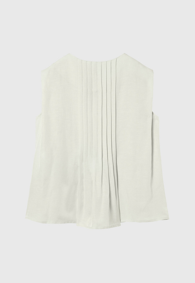 TWILL WASHER TUCK NO SLEEVE BLOUSE / ツイルワッシャータックノースリーブブラウス 詳細画像 Beige 8