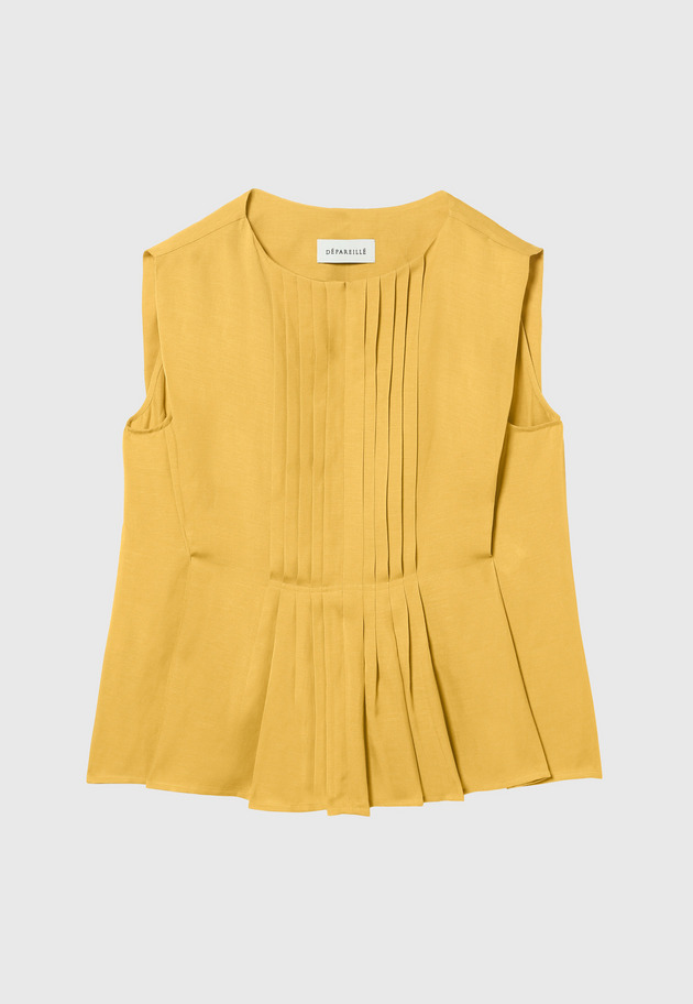 TWILL WASHER TUCK NO SLEEVE BLOUSE / ツイルワッシャータックノースリーブブラウス 詳細画像 Yellow 1