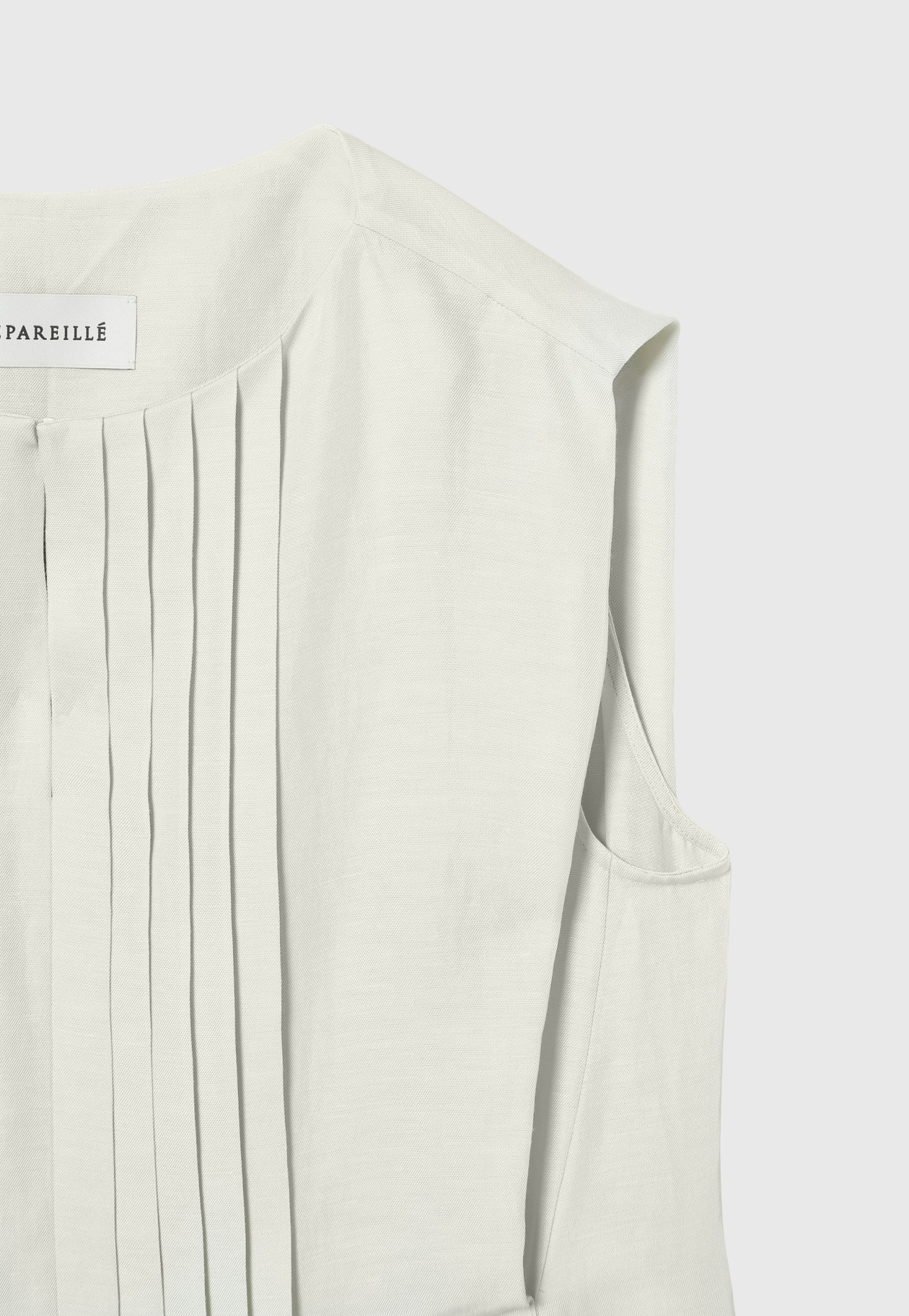 TWILL WASHER TUCK NO SLEEVE BLOUSE / ツイルワッシャータックノースリーブブラウス 詳細画像 Beige 10