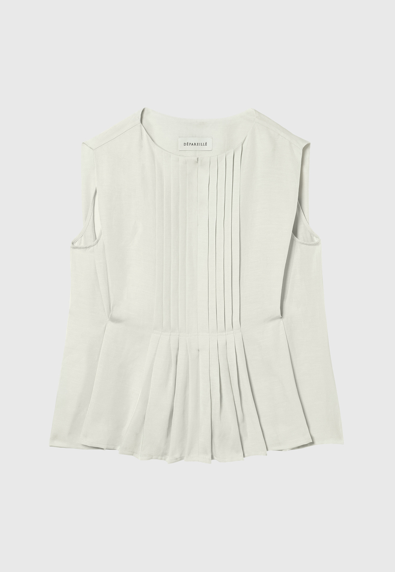 TWILL WASHER TUCK NO SLEEVE BLOUSE / ツイルワッシャータックノースリーブブラウス 詳細画像 Beige 7