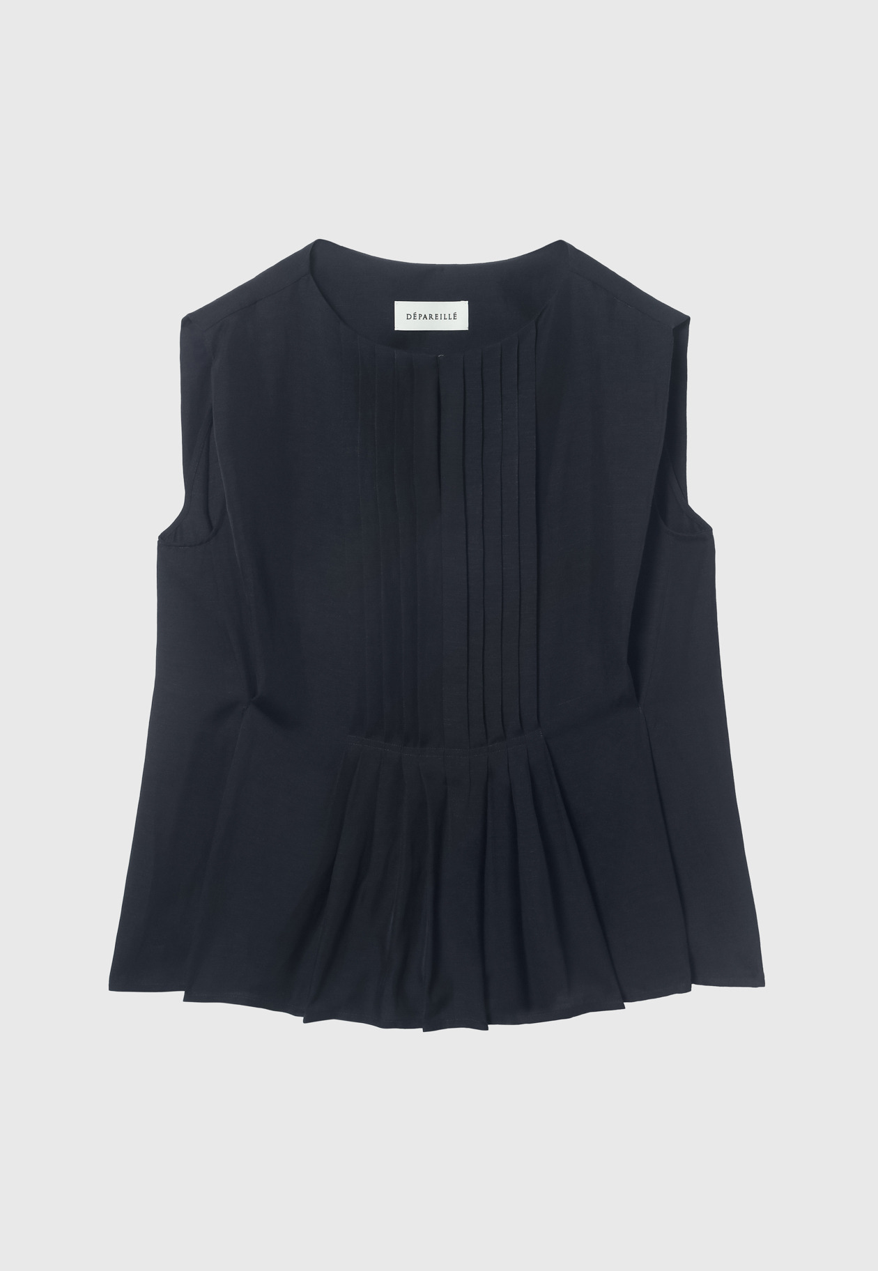 TWILL WASHER TUCK NO SLEEVE BLOUSE / ツイルワッシャータックノースリーブブラウス 詳細画像 Navy 1