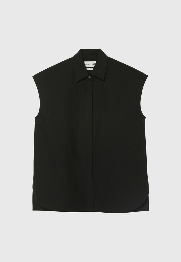 COTTON NYLON CACHE-COEUR BLOUSE / コットンナイロンカシュクールブラウス 詳細画像 Black 1