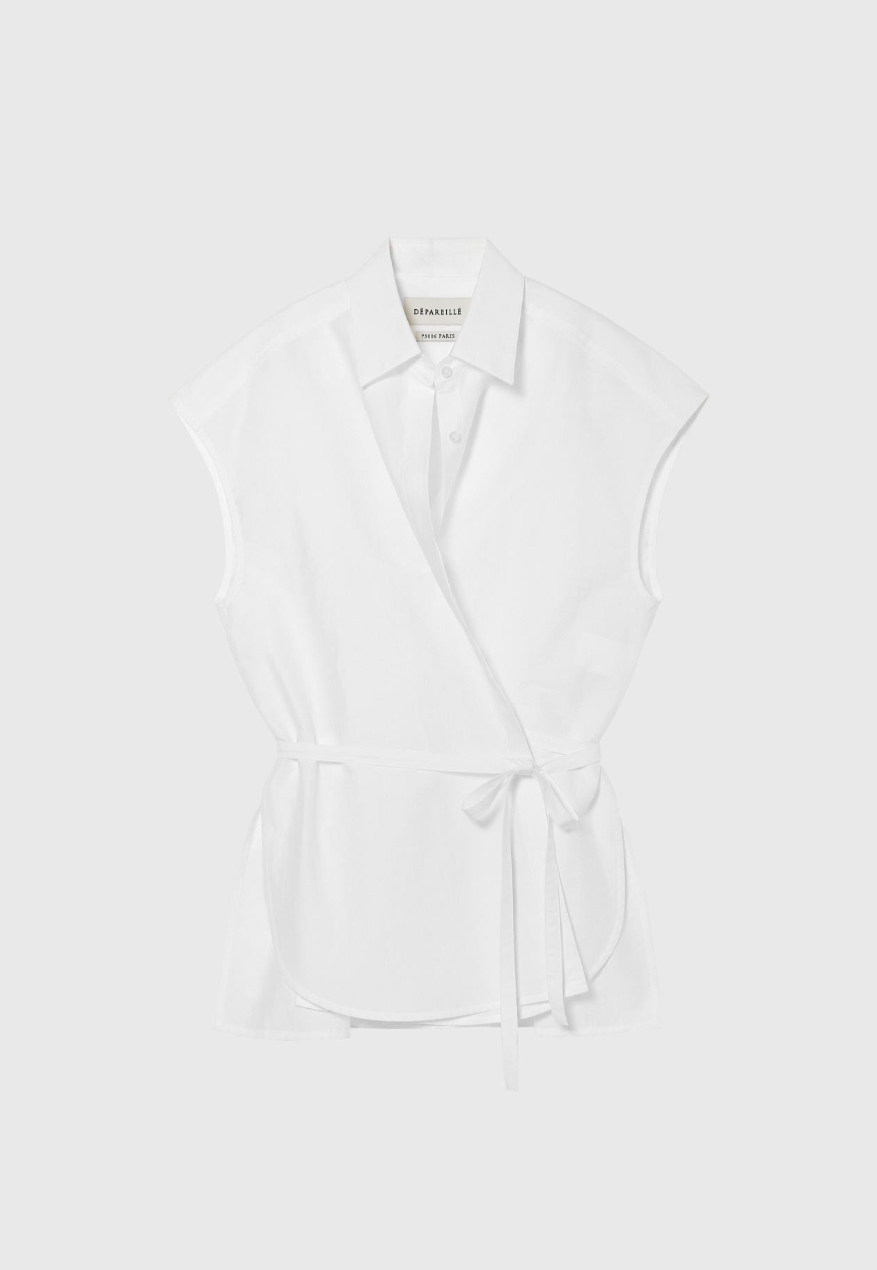 COTTON NYLON CACHE-COEUR BLOUSE / コットンナイロンカシュクールブラウス 詳細画像 White 3