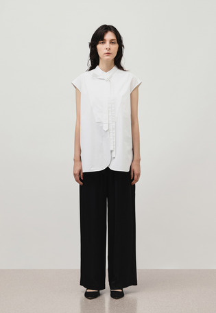 TYPEWRITER BOW NO SLEEVE BLOUSE / タイプライターボウノースリーブブラウス