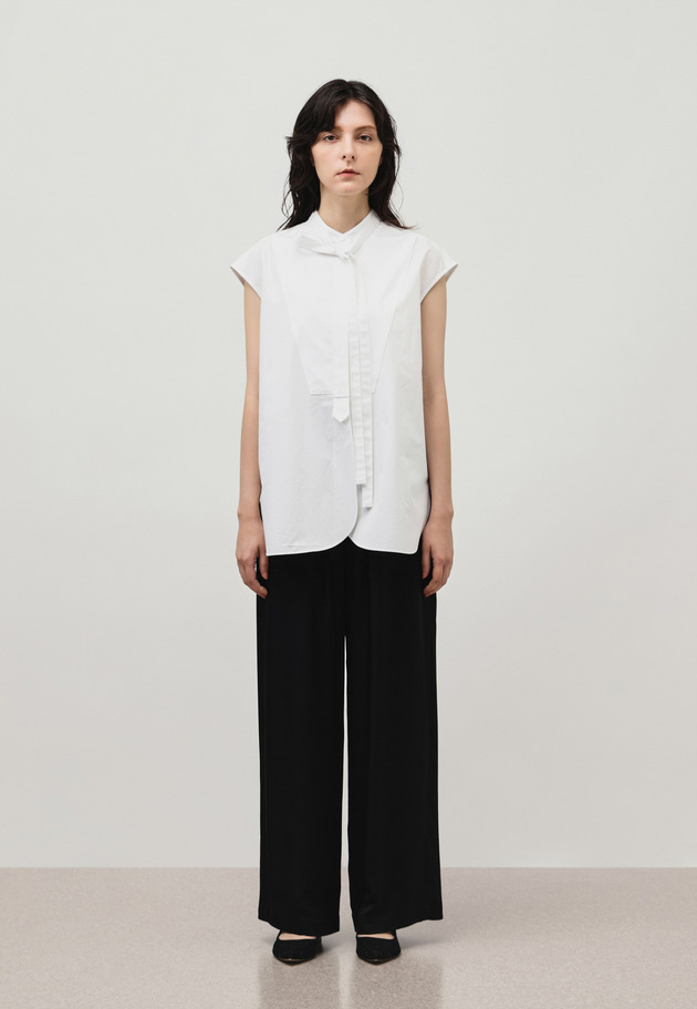 TYPEWRITER BOW NO SLEEVE BLOUSE / タイプライターボウノースリーブブラウス 詳細画像 White 1