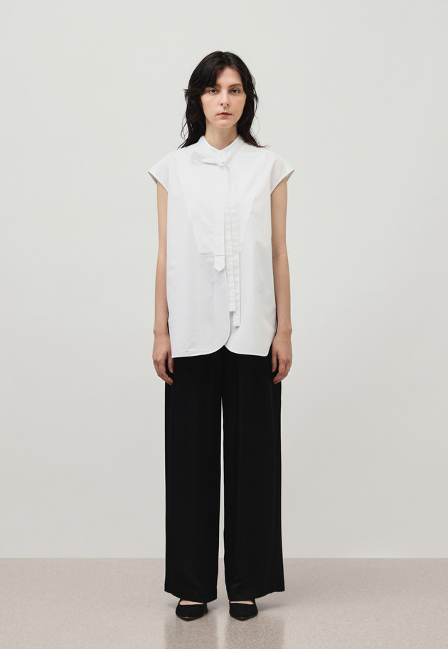 TYPEWRITER BOW NO SLEEVE BLOUSE / タイプライターボウノースリーブブラウス 詳細画像 White 2