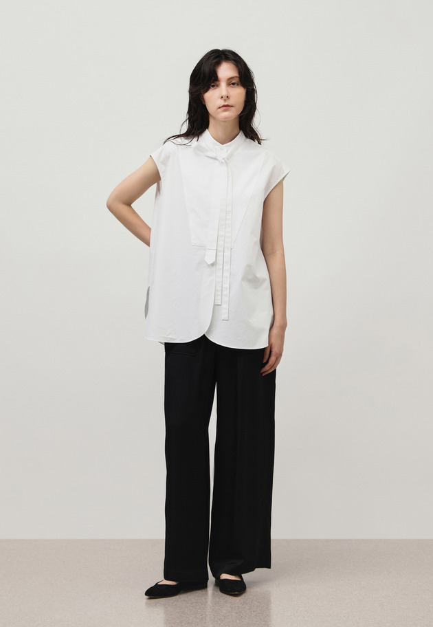 TYPEWRITER BOW NO SLEEVE BLOUSE / タイプライターボウノースリーブブラウス 詳細画像 White 3