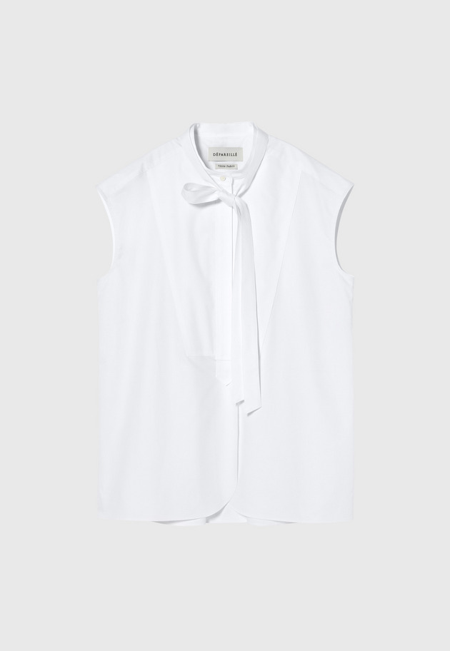 TYPEWRITER BOW NO SLEEVE BLOUSE / タイプライターボウノースリーブブラウス 詳細画像 White 8