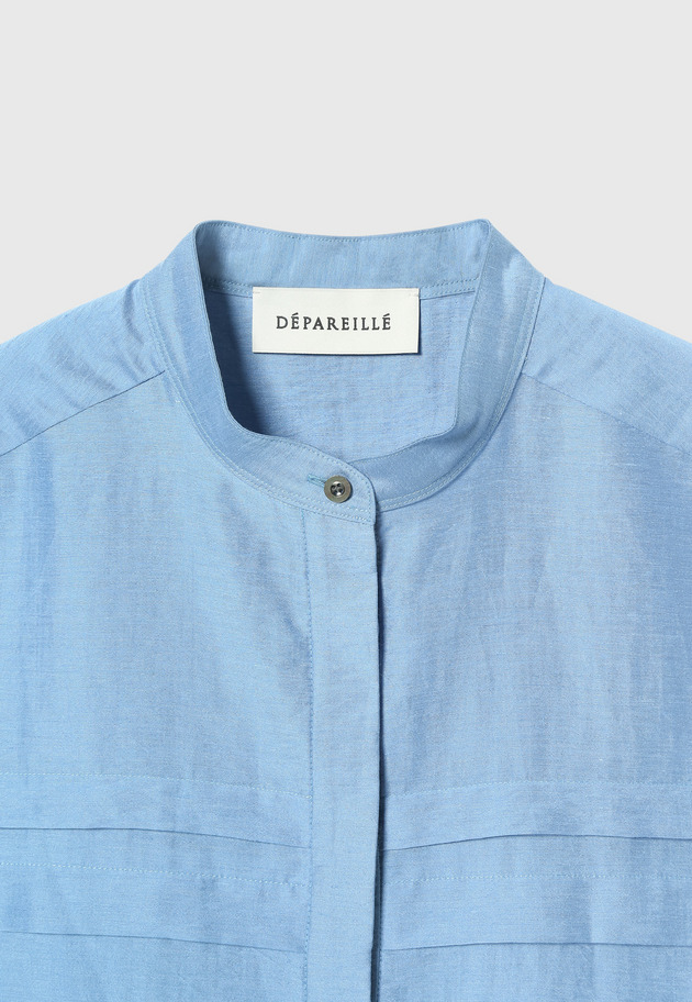 WASHABLE LINEN NO SLEEVE PEPLUM BLOUSE / ウォッシャブルリネンノースリーブペプラムブラウス 詳細画像 Blue 3