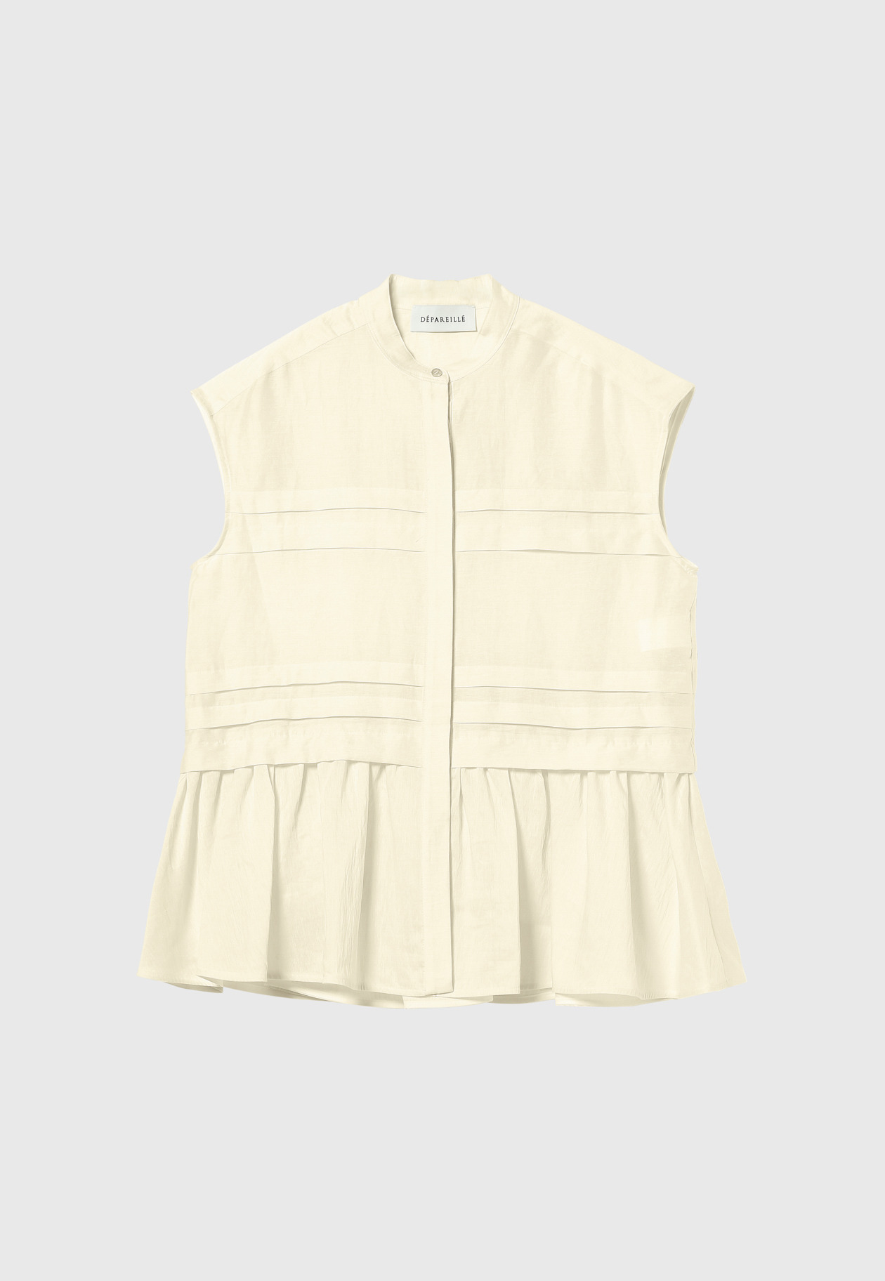WASHABLE LINEN NO SLEEVE PEPLUM BLOUSE / ウォッシャブルリネンノースリーブペプラムブラウス 詳細画像 Cream 1