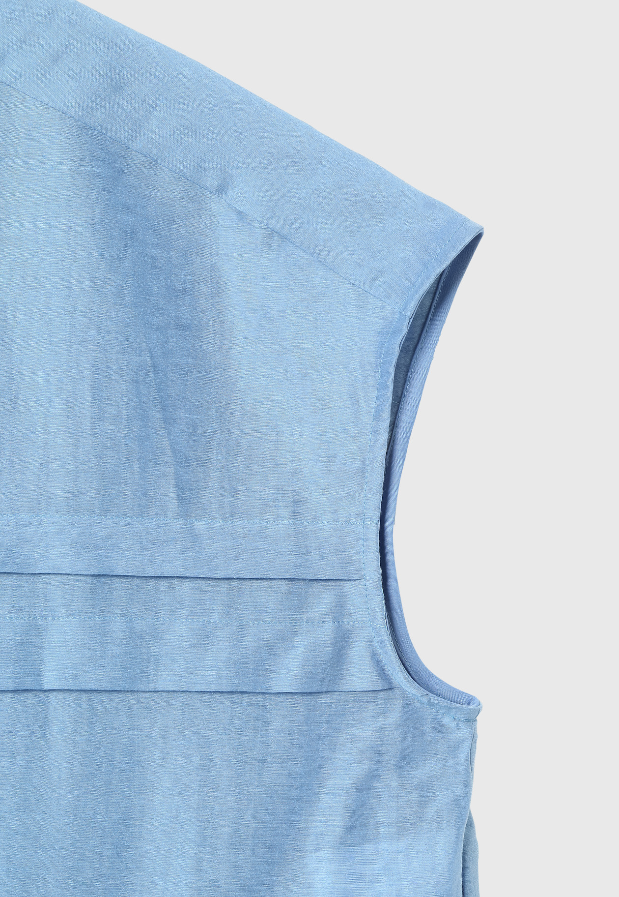 WASHABLE LINEN NO SLEEVE PEPLUM BLOUSE / ウォッシャブルリネンノースリーブペプラムブラウス 詳細画像 Blue 4