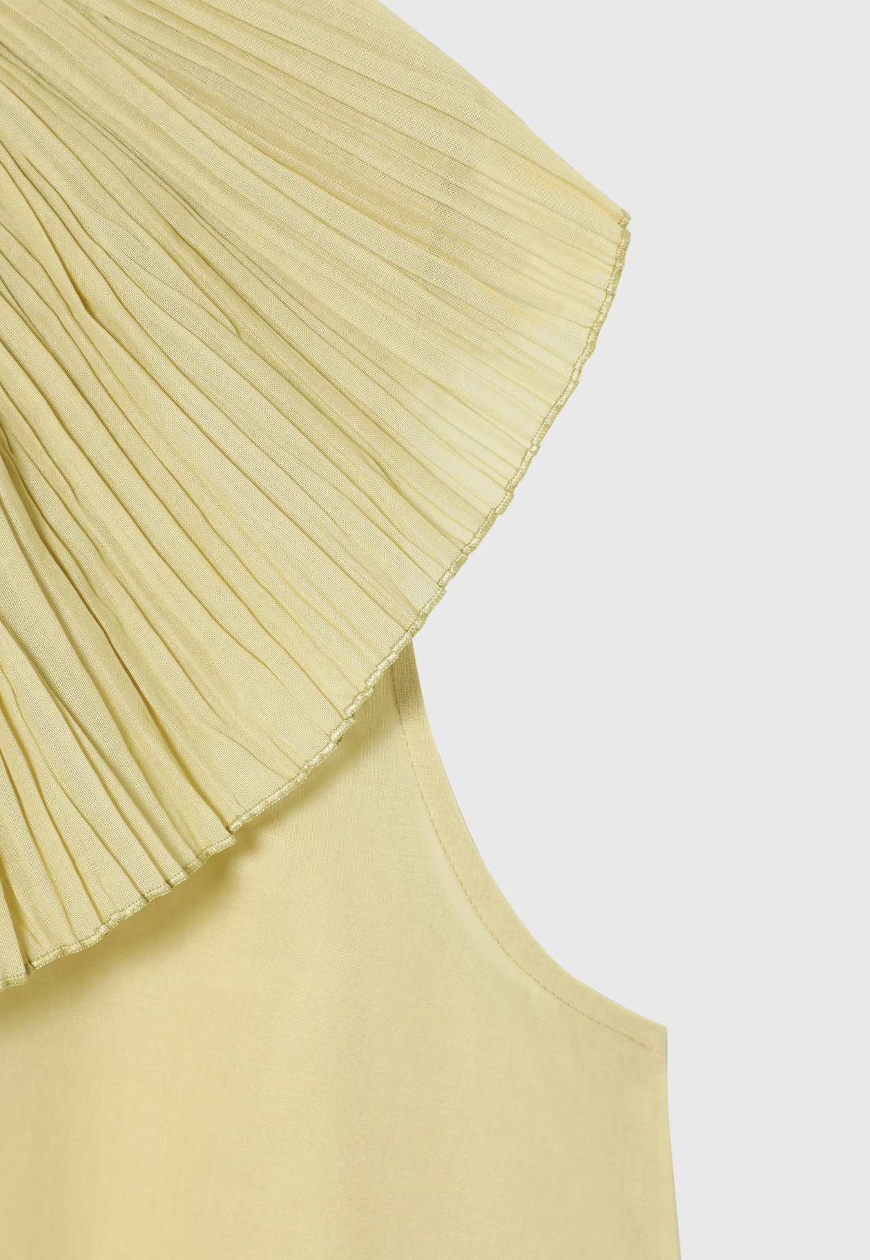 VOILE PLEATS COLLAR NO SLEEVE BLOUSE / ボイルプリーツカラーノースリーブブラウス 詳細画像 Yellow 10