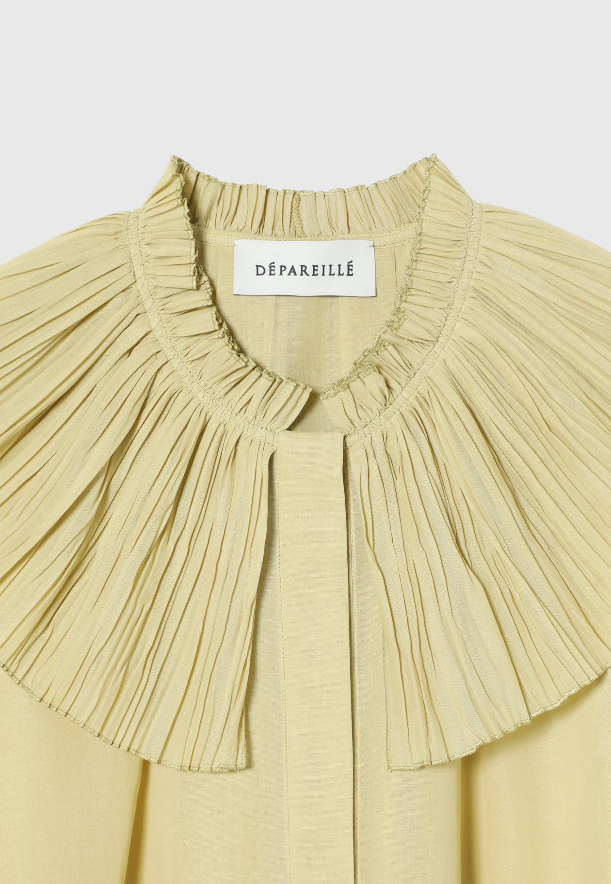 VOILE PLEATS COLLAR NO SLEEVE BLOUSE / ボイルプリーツカラーノースリーブブラウス 詳細画像 Yellow 9