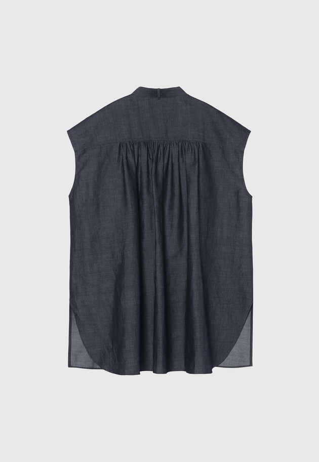 DENIM BOW NO SLEEVE BLOUSE / デニムボウノースリーブブラウス 詳細画像 Navy 3