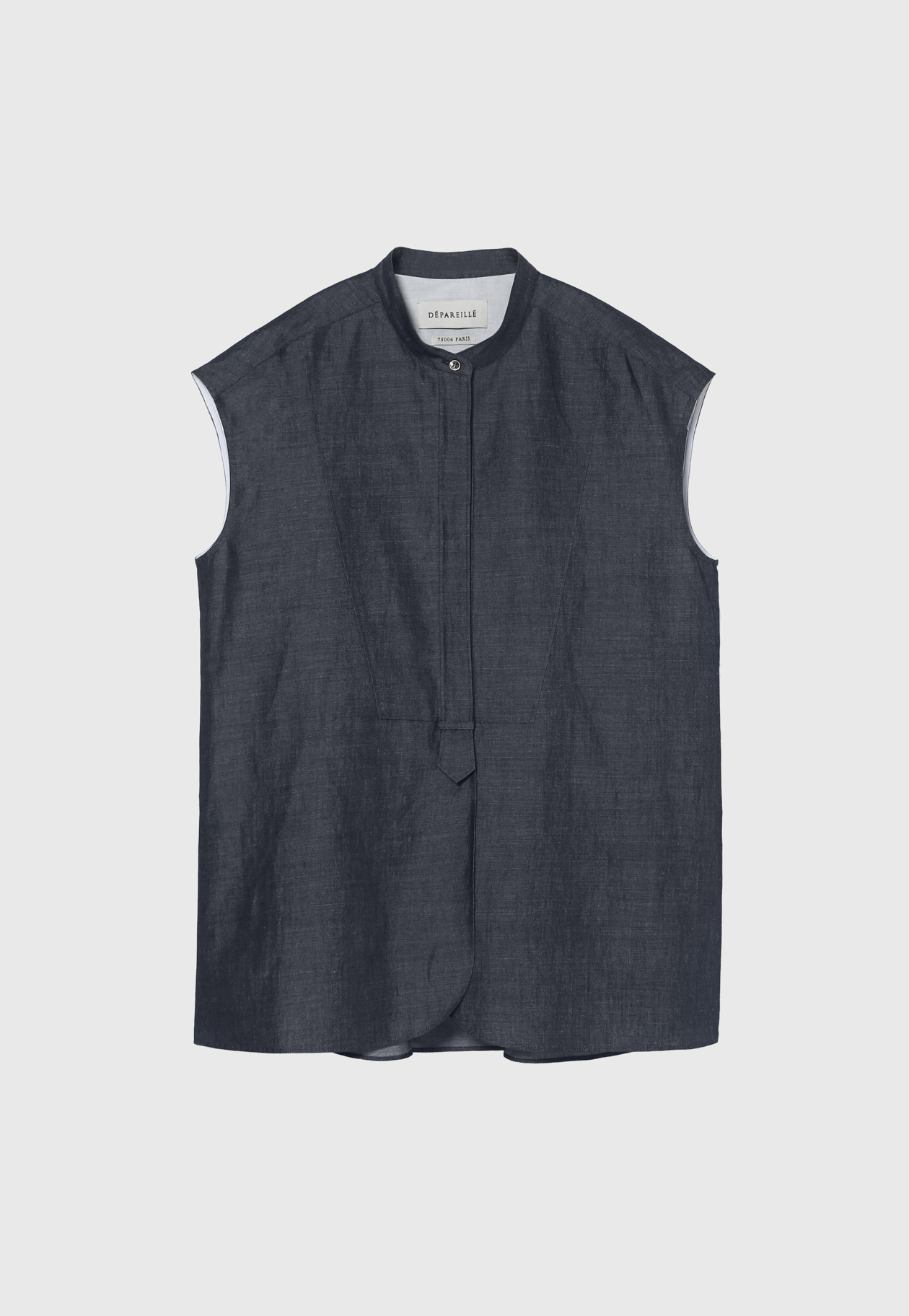 DENIM BOW NO SLEEVE BLOUSE / デニムボウノースリーブブラウス 詳細画像 Navy 2