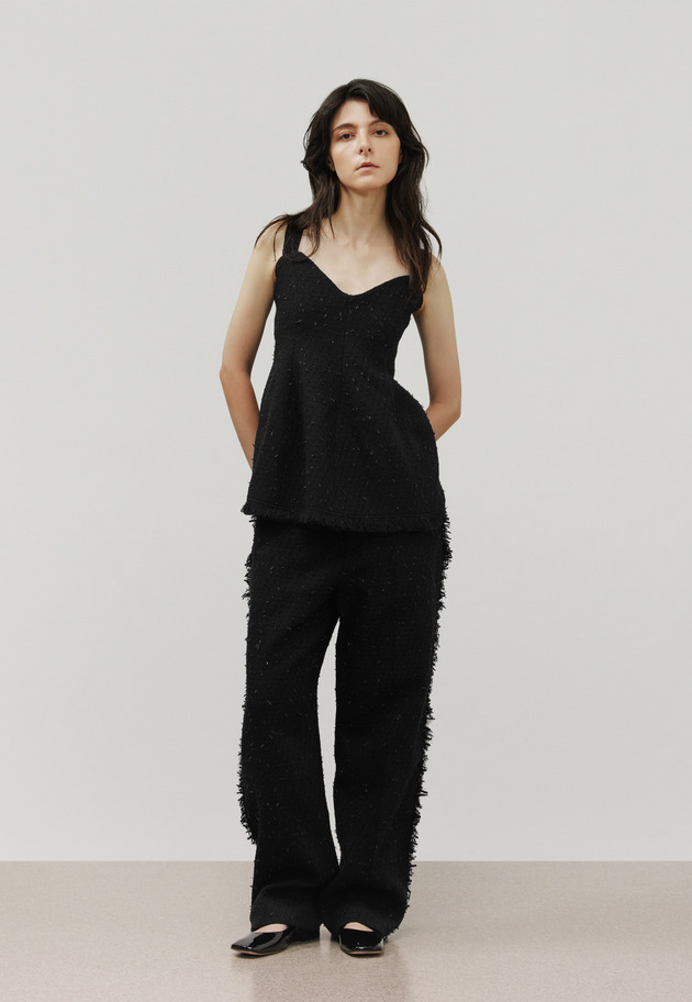 TAPE YARN TWEED BUSTIER / テープヤーンツィードビスチェ 詳細画像 Black 2