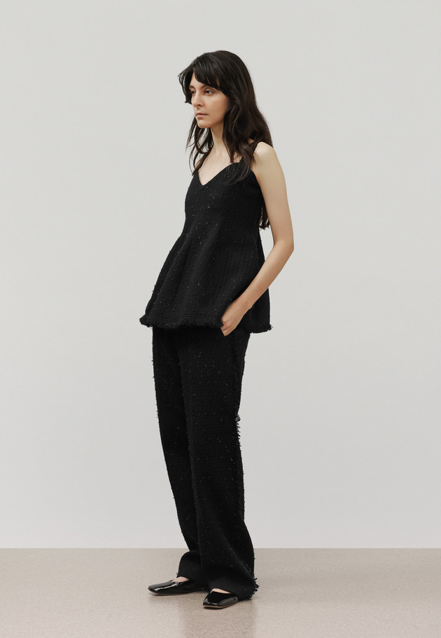 TAPE YARN TWEED BUSTIER / テープヤーンツィードビスチェ 詳細画像 Black 3