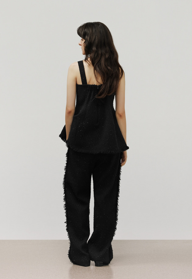 TAPE YARN TWEED BUSTIER / テープヤーンツィードビスチェ 詳細画像 Black 4