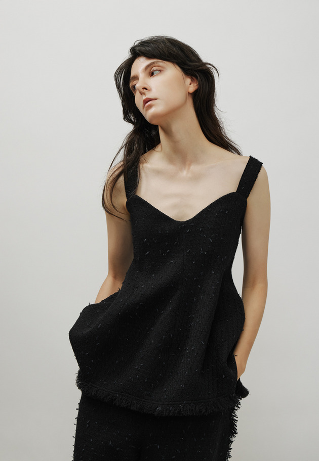 TAPE YARN TWEED BUSTIER / テープヤーンツィードビスチェ 詳細画像 Black 5