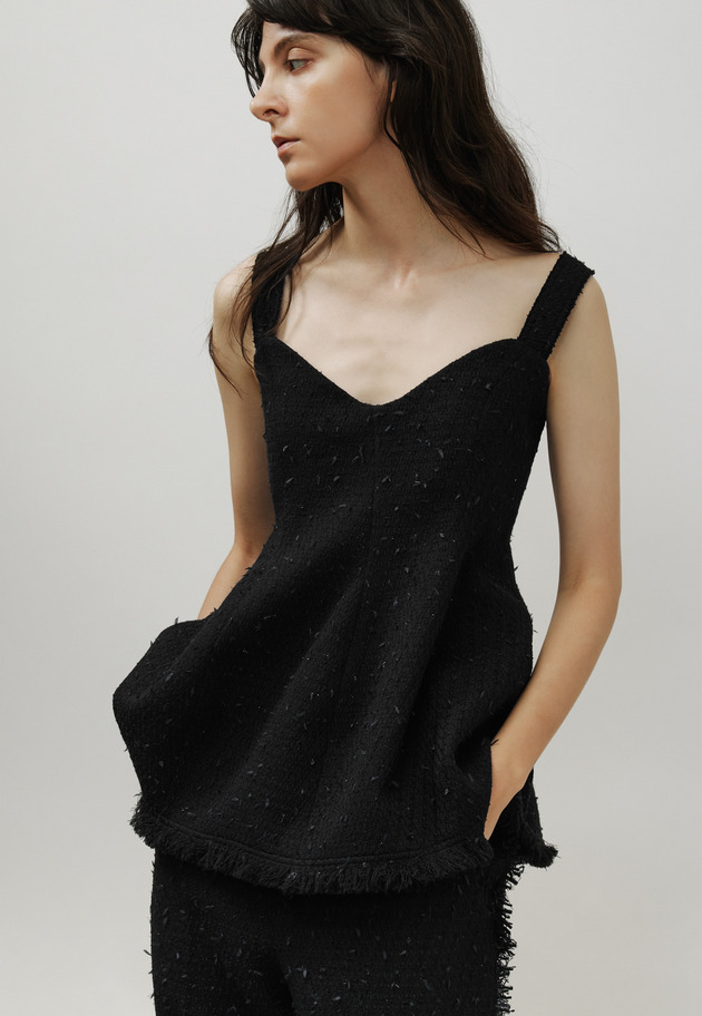 TAPE YARN TWEED BUSTIER / テープヤーンツィードビスチェ 詳細画像 Black 6