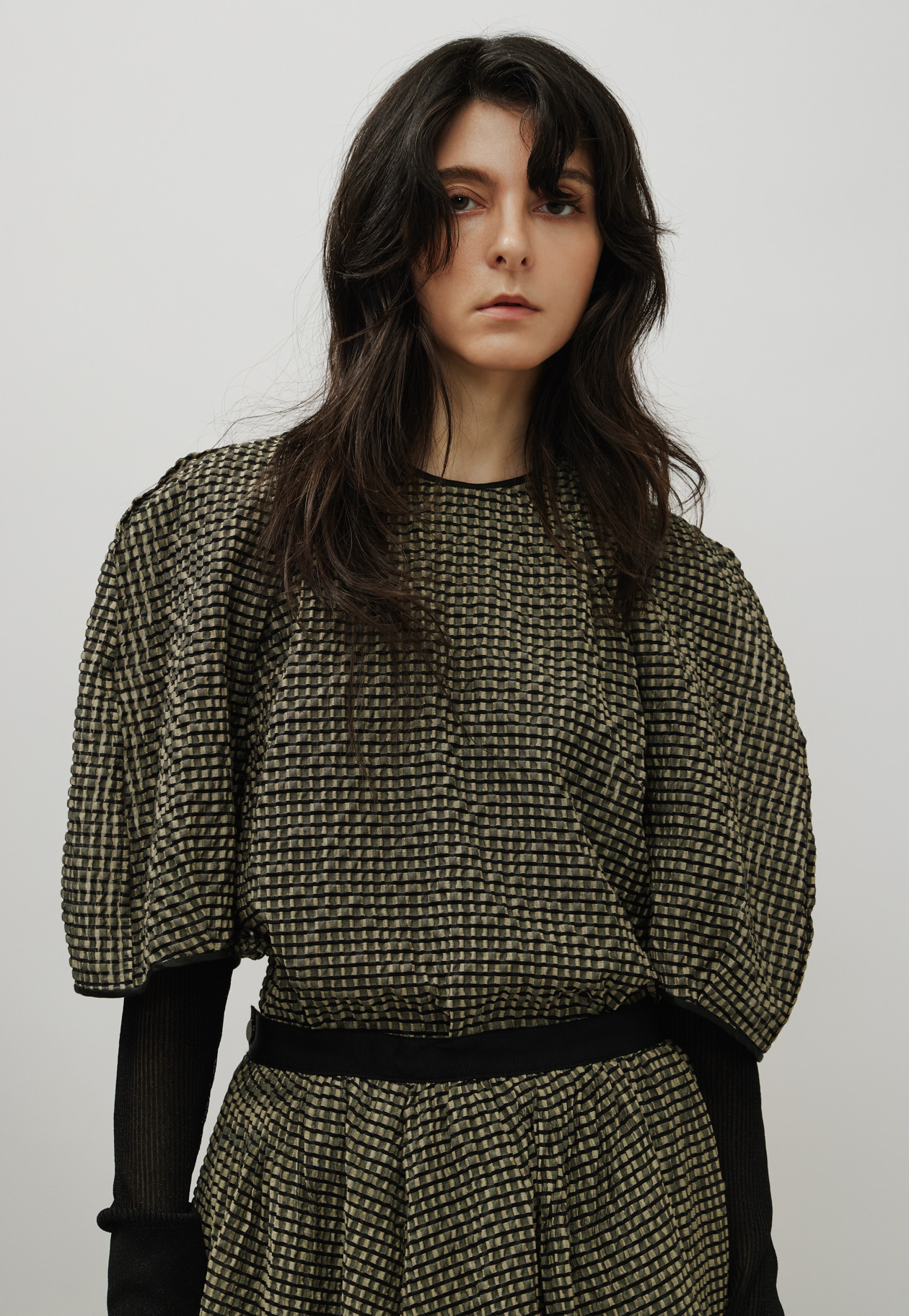 SHEERSUCKER CHECK BLOUSE / シアーサッカーチェックブラウス 詳細画像 Beige 5
