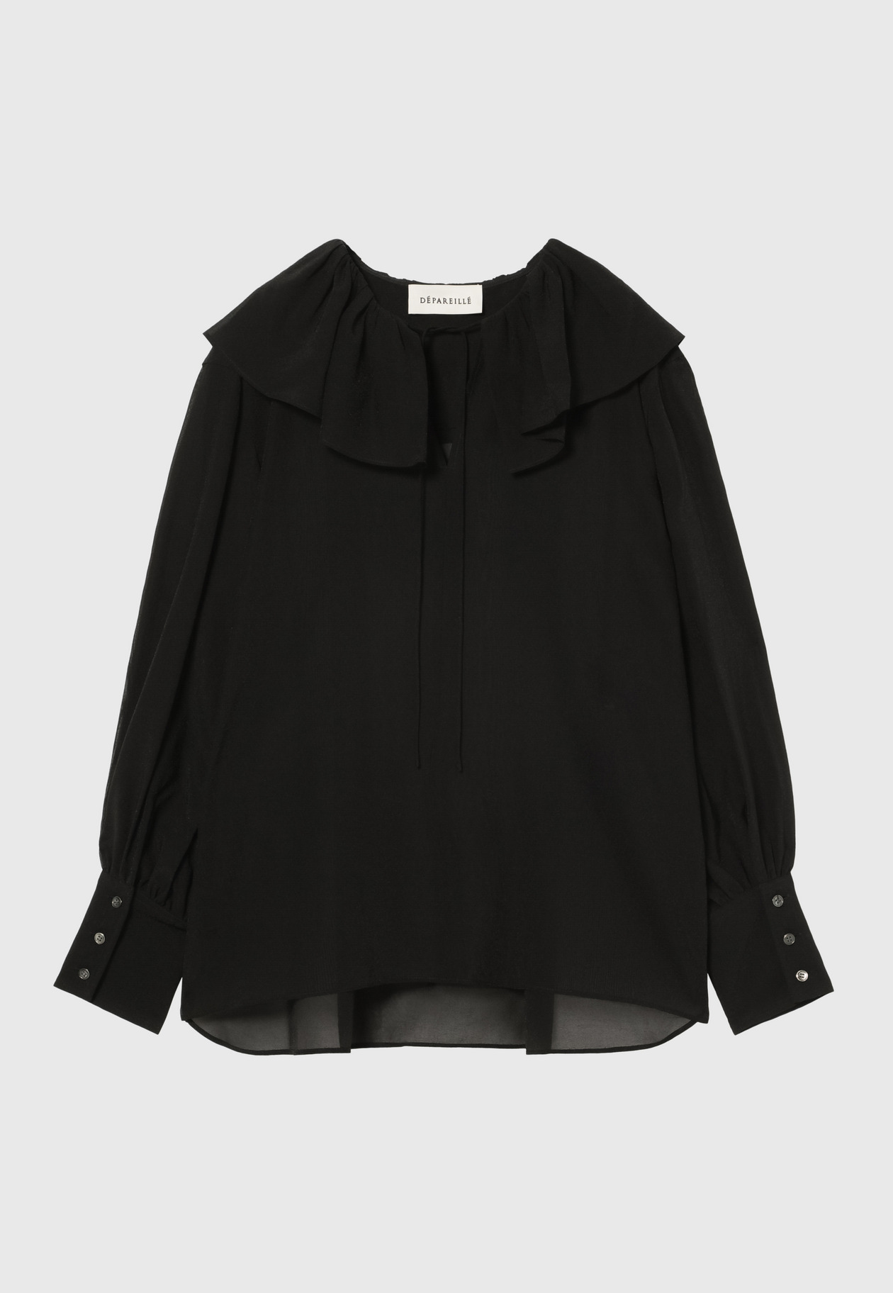 SILKY RUFFLE BLOUSE / シルキーラッフルブラウス 詳細画像 Black 1