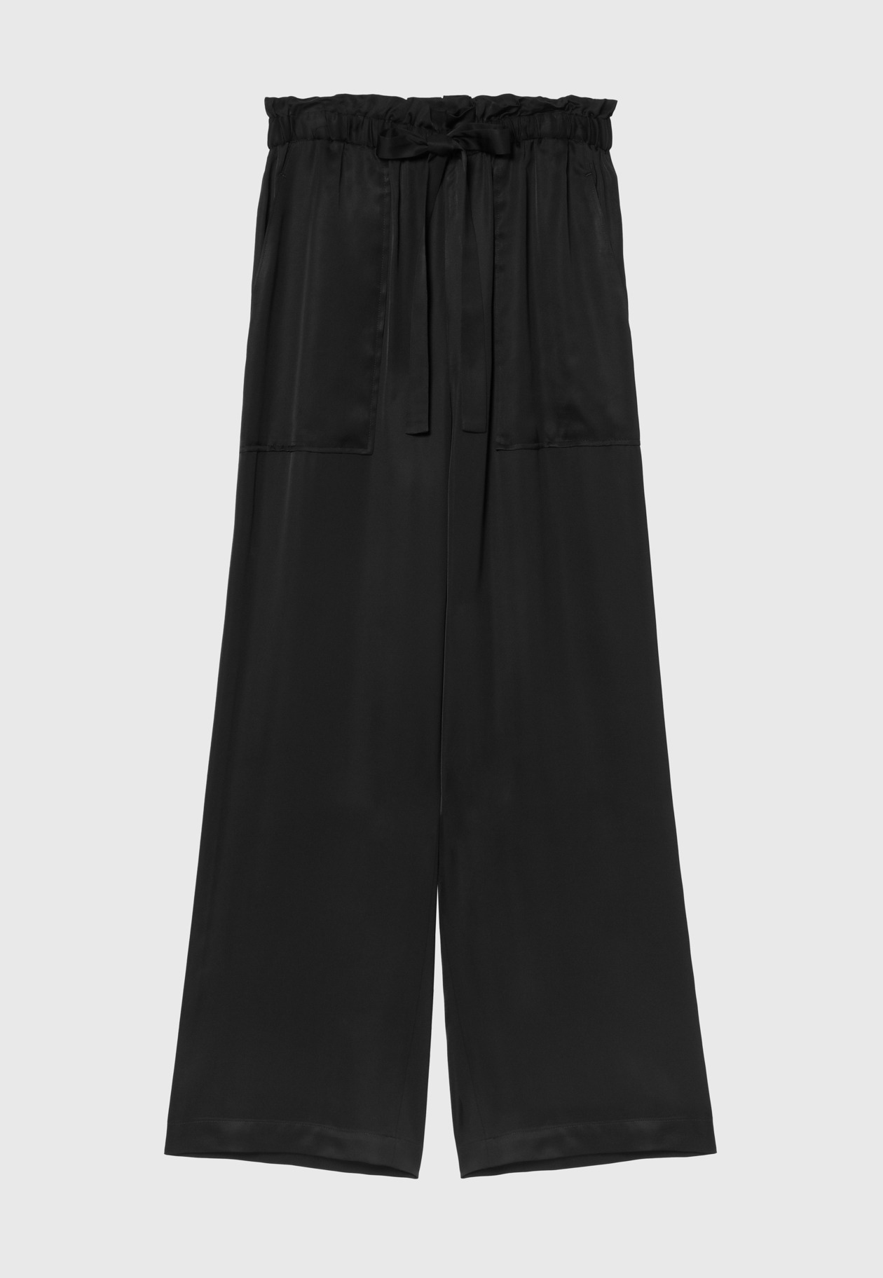 VISCOSE SATIN GATHER PANTS / ヴィスコースサテンギャザーパンツ 詳細画像 Black 6