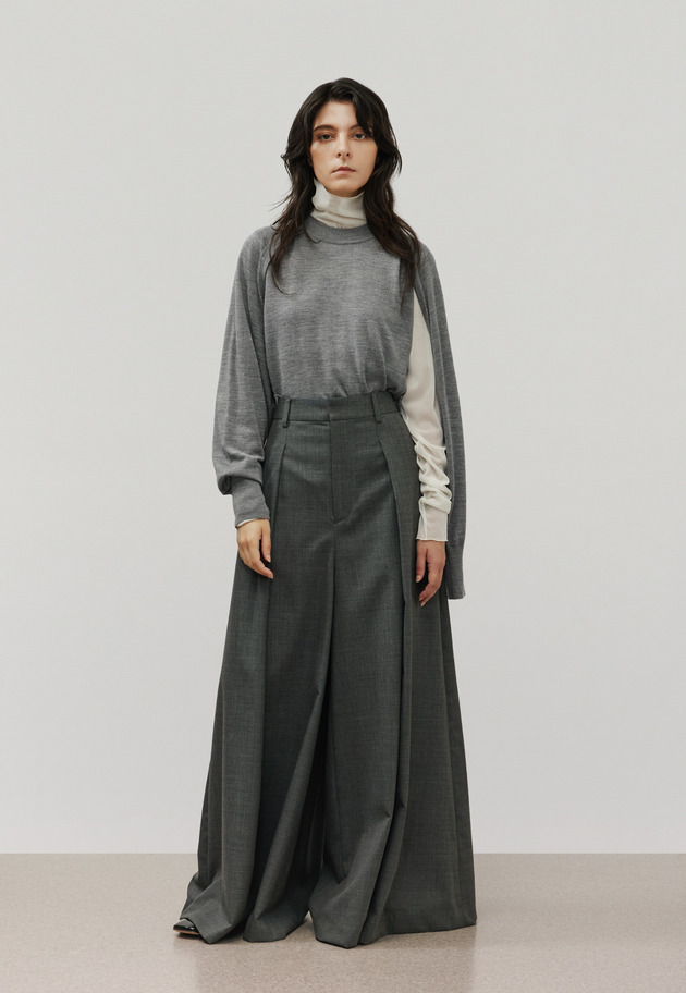 TROPICAL WOOL SUPER WIDE PANTS / トロピカルウールスーパーワイドパンツ 詳細画像 Gray 2