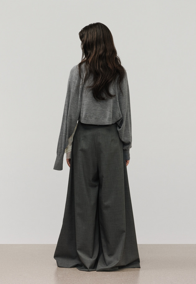 TROPICAL WOOL SUPER WIDE PANTS / トロピカルウールスーパーワイドパンツ 詳細画像 Gray 4