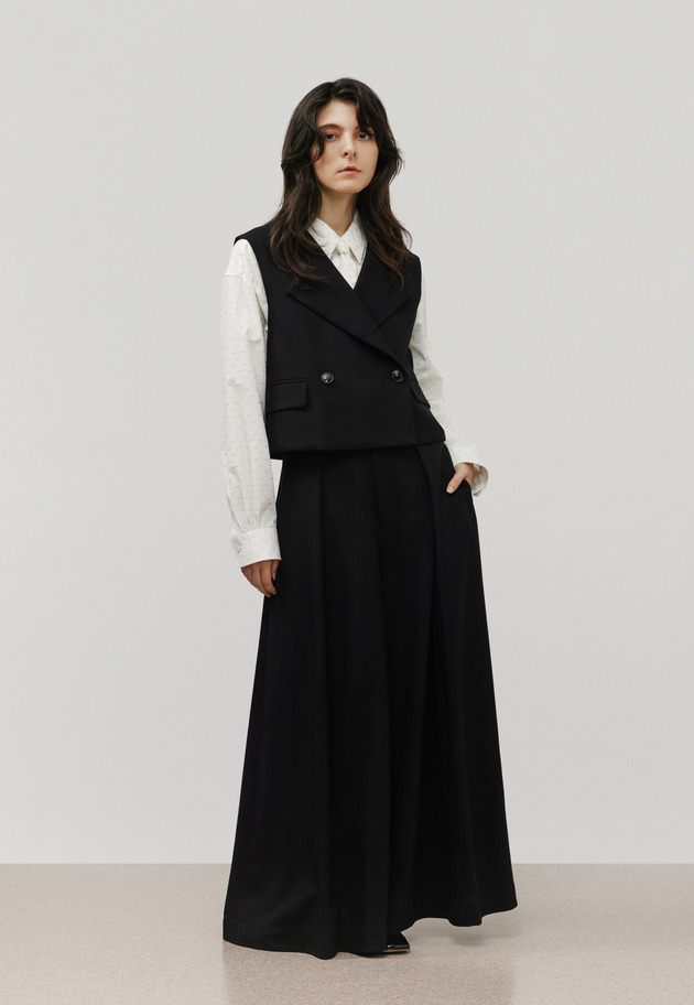 TROPICAL WOOL SUPER WIDE PANTS / トロピカルウールスーパーワイドパンツ 詳細画像 Black 1