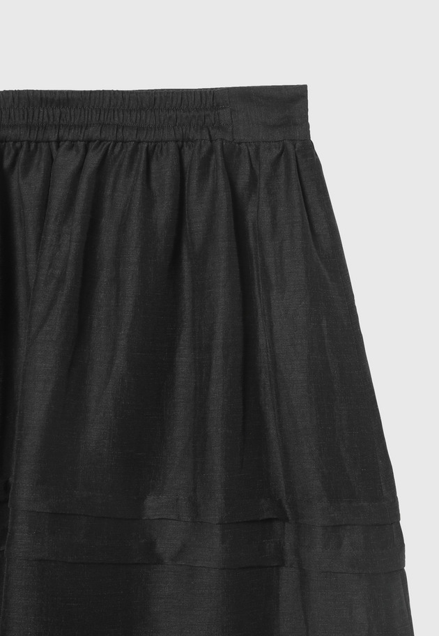 WASHABLE LINEN TUCK GATHER SKIRT / ウォッシャブルリネンタックギャザースカート 詳細画像 Black 4