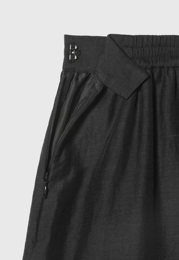 WASHABLE LINEN TUCK GATHER SKIRT / ウォッシャブルリネンタックギャザースカート 詳細画像 Black 5