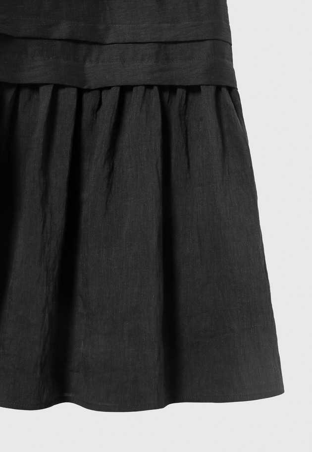 WASHABLE LINEN TUCK GATHER SKIRT / ウォッシャブルリネンタックギャザースカート 詳細画像 Black 6