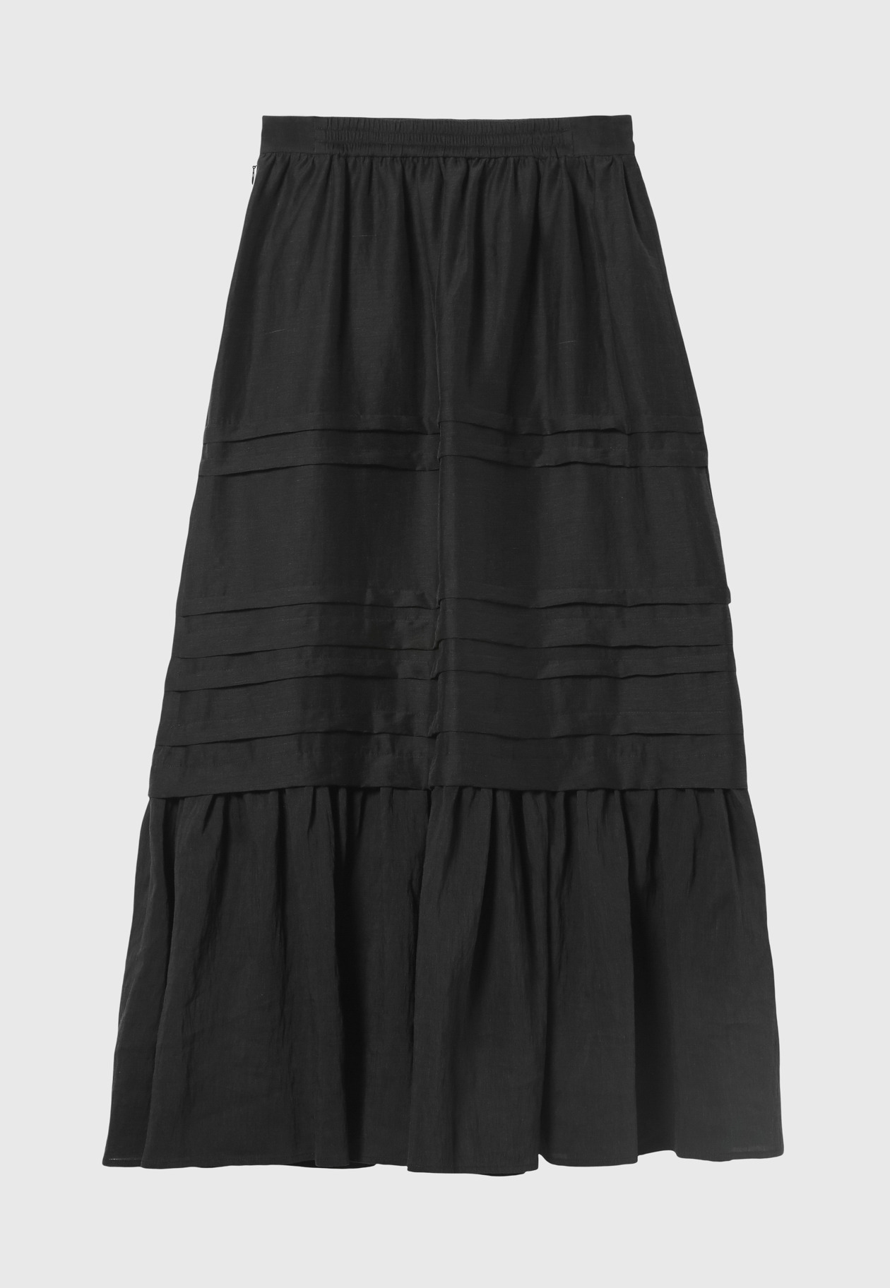 WASHABLE LINEN TUCK GATHER SKIRT / ウォッシャブルリネンタックギャザースカート 詳細画像 Black 2