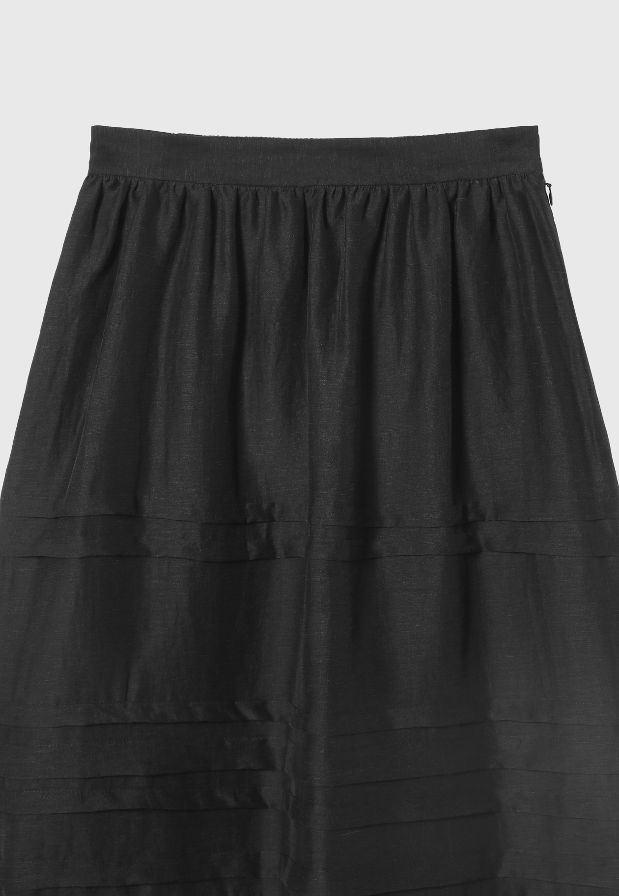 WASHABLE LINEN TUCK GATHER SKIRT / ウォッシャブルリネンタックギャザースカート 詳細画像 Black 3