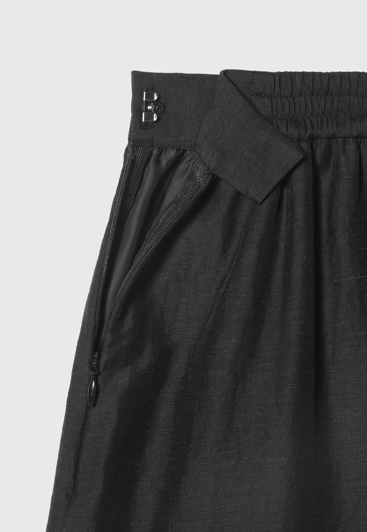 WASHABLE LINEN TUCK GATHER SKIRT / ウォッシャブルリネンタックギャザースカート 詳細画像 Black 5