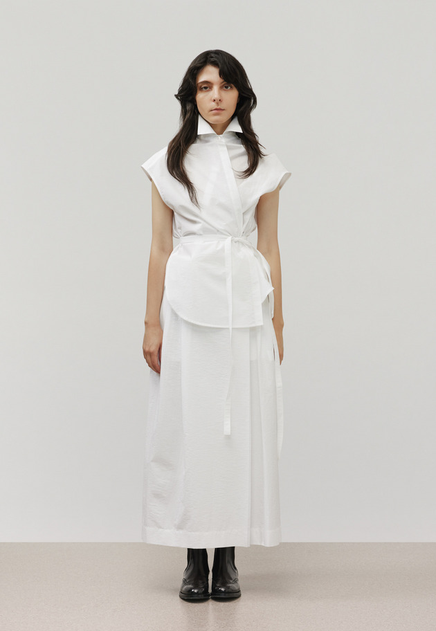 COTTON NYLON WRAP SKIRT / コットンナイロンラップスカート 詳細画像 White 4
