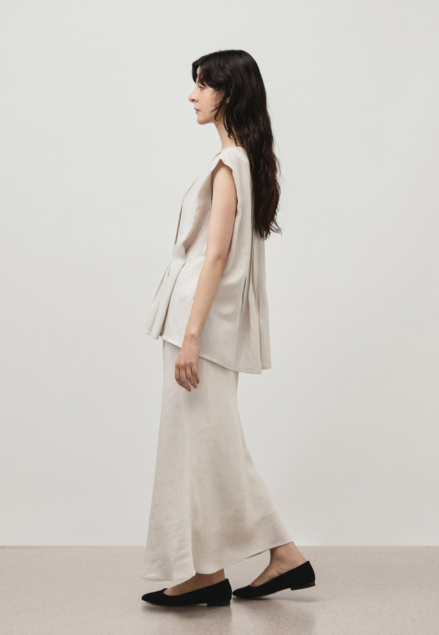 TWILL WASHER BIAS GATHER SKIRT / ツイルワッシャーバイアスギャザースカート 詳細画像 Beige 5