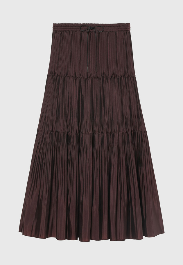 SILK POLYESTER TIERED PLEATS SKIRT / シルクポリエステルティアードプリーツスカート 詳細画像 Brd 1