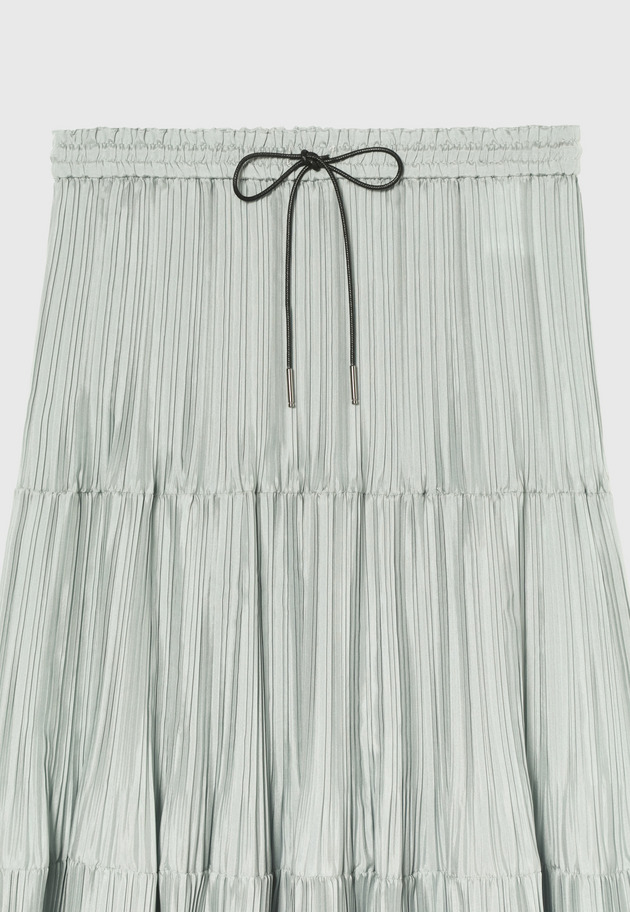 SILK POLYESTER TIERED PLEATS SKIRT / シルクポリエステルティアードプリーツスカート 詳細画像 L.GY 3